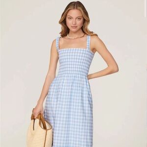 NWT Hill House Home - Anjuli Nap Dress - Blue Clip Dot Check - XXS